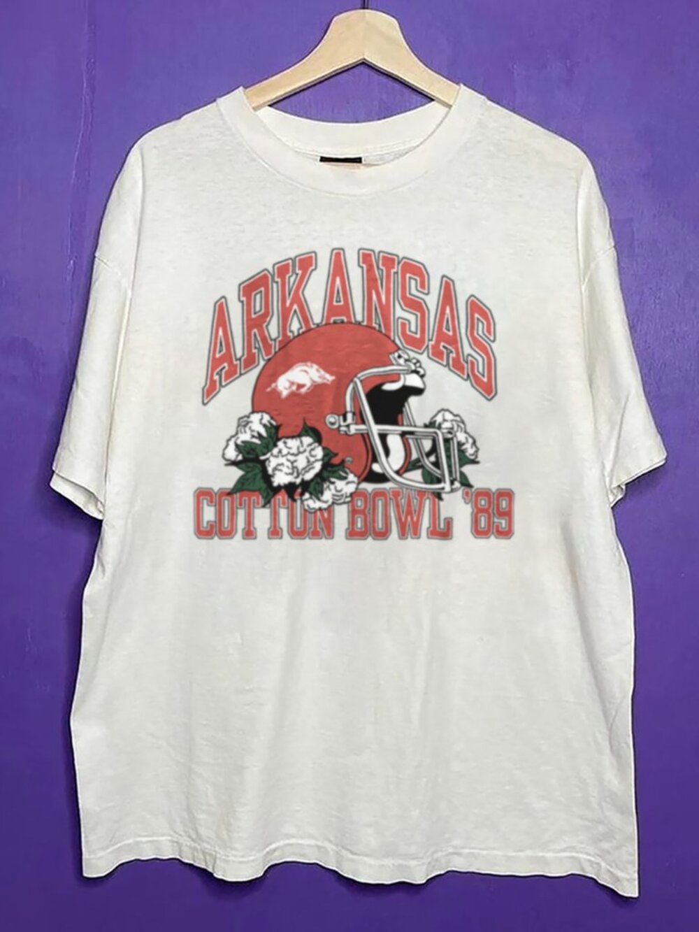 Vintage 90s Arkansas Razorbacks Cotton Bowl Football Shirt Men Women Shirt Tee